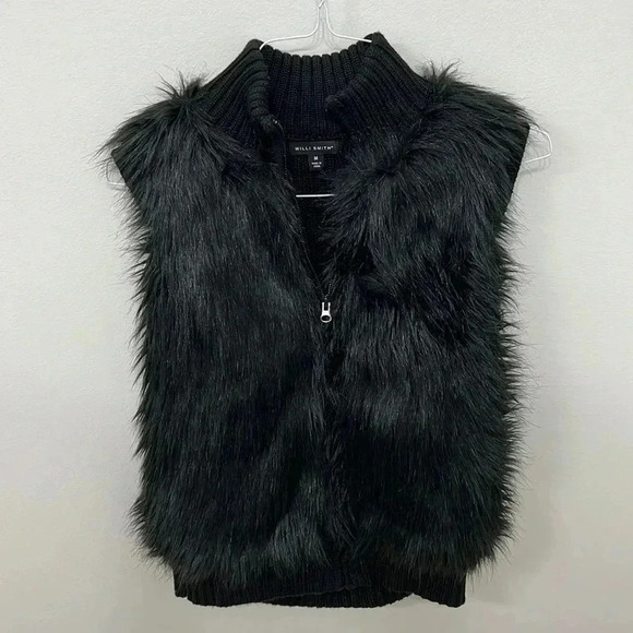 Willi Smith Jackets & Blazers - Willi Smith Black Faux Fur Vest